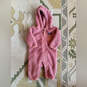 Patagonia pink fuzzy bunting winter suit